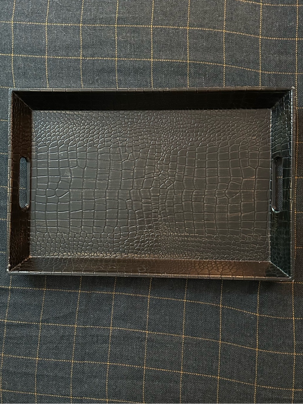 Vintage Pier 1 • Faux Alligator tray • sturdy and substantial
